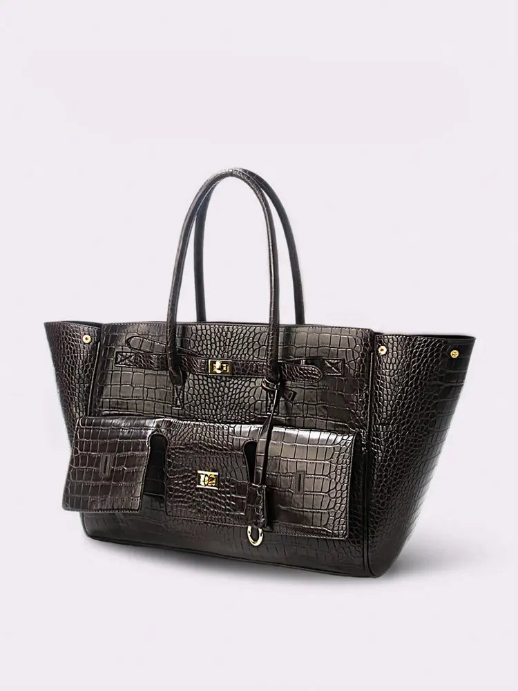 Luxury Leather Diaper Bag For Women Minimalist Design Handbag Elegant Classic Commuter Large Capacity Bag