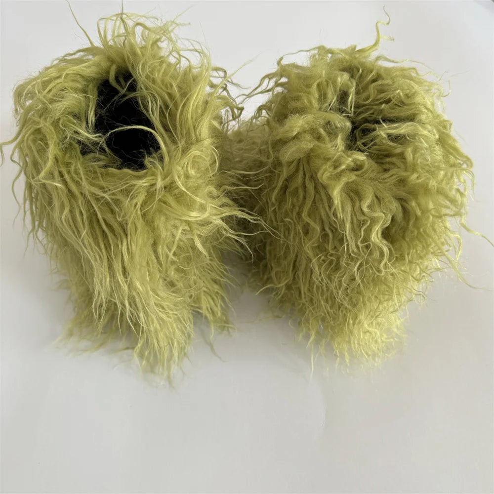 Y2K Kids Boots Winter Shoes New Faux Fur Toddler Girl Boots Fashion Colorful Fur Children Ankle Snow Boots Warm Shoes Girls