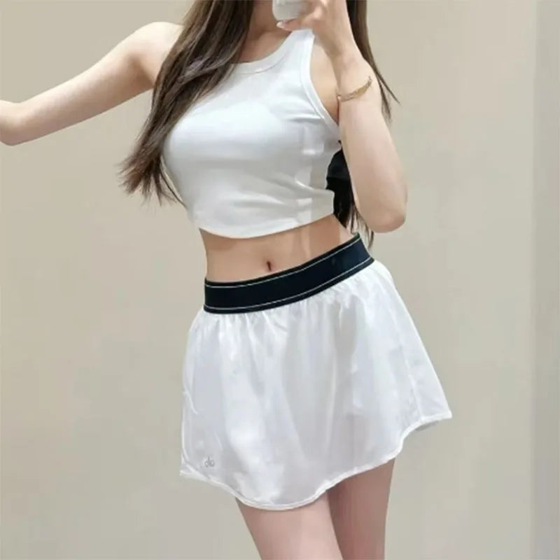 New Women's Tennis Skirt Outdoor Sports Breathable and Comfortable Simple Anti Light Skirt