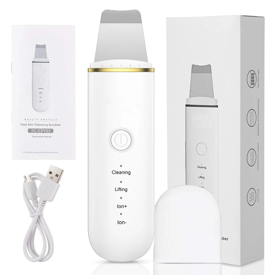 Ultrasonic skin scrub, facial skin cleansing, pore blackhead cleaning machine, and skincare tools for deep facial cleansing