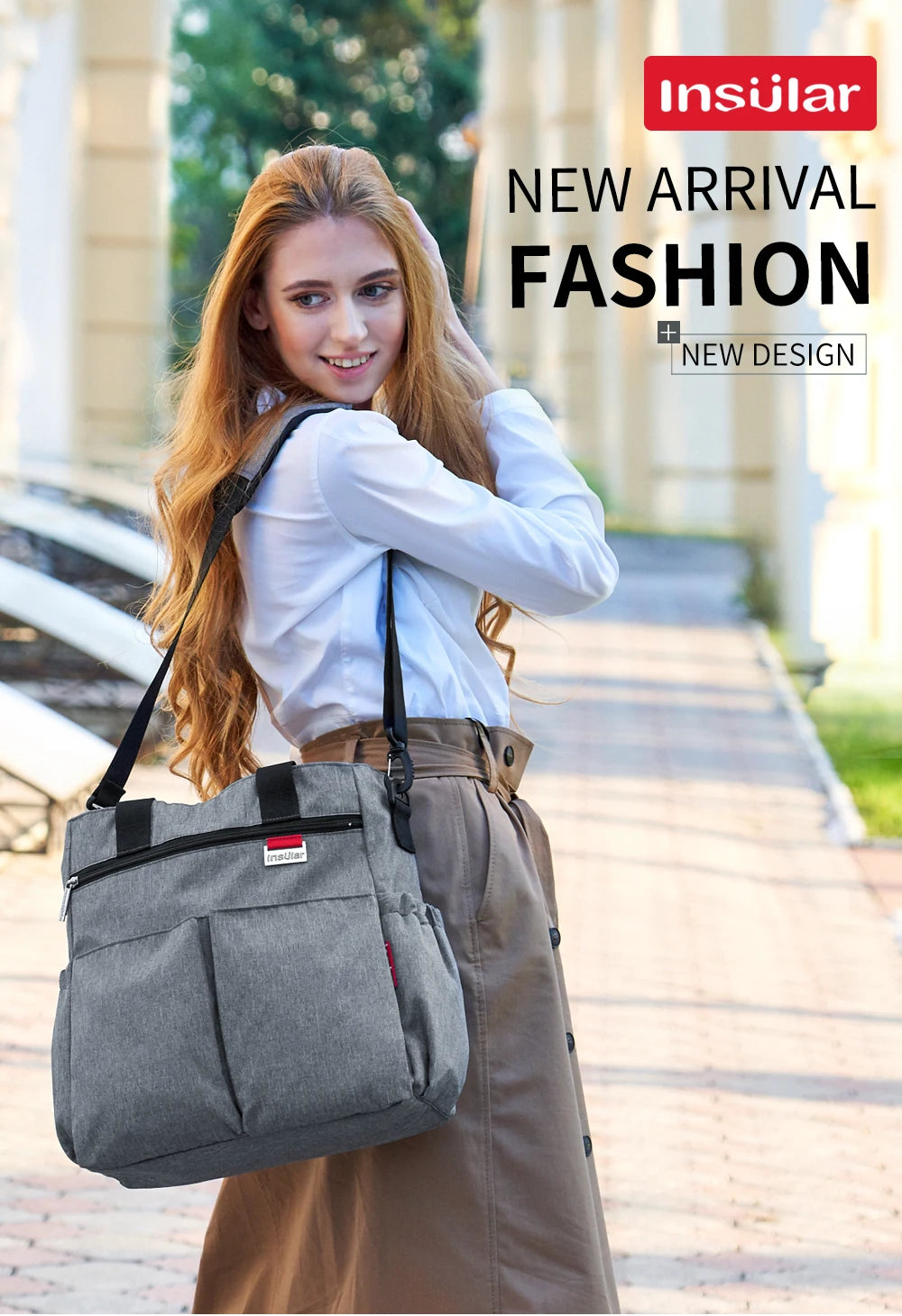 Fashionable Insular Baby Diaper Bag for Mothers Waterproof Multifunctional Nappy Organizer with Stroller Strap Changing Bag