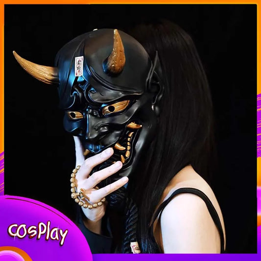 Halloween Prajna Mask Horror Mask Cosplay Costumes Japanese Demon Ghost Mask Party Carnival Comic-Con Masquerade Props Gift