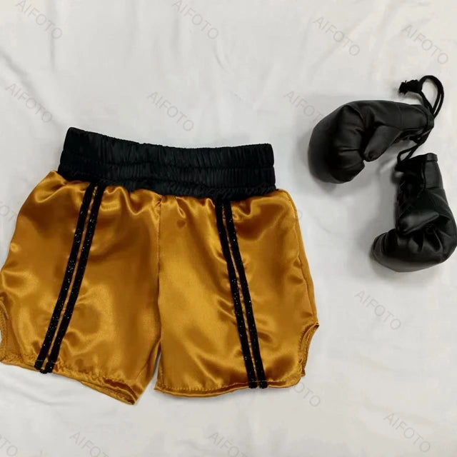 Mini Boxing Glove For Newborn Photography Props Store Accessories Sport Boys Pants Baby Photo Shoot Brothers Outfit Decorated