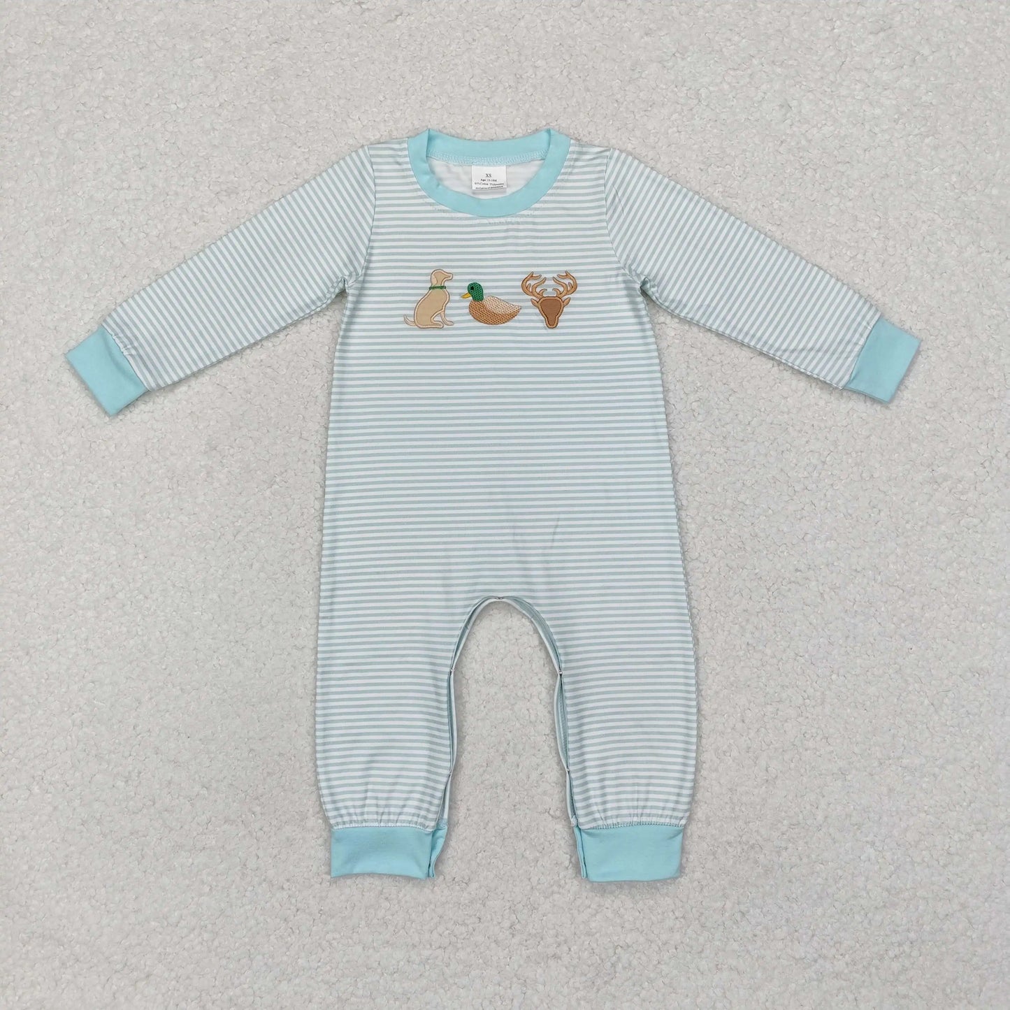 Duck Embroidery Blue Color Baby Summer Romper Wholesale RTS Kids Boutique Infant Factory Price Toddlers High Quality Baby Romper