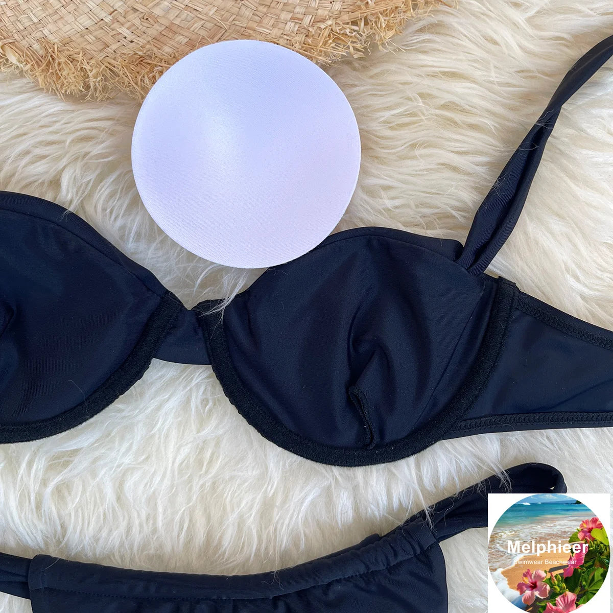 Melphieer Women's Solid Color Bikini Set Strappy Bandage Push-Up Swimsuit Summer Lady Beach Pool Club Swimwear Bathing Suit