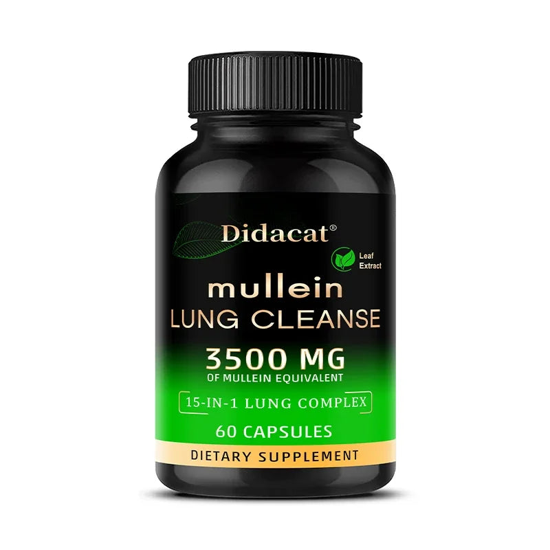 Mullein Leaf Extract Supplement Vitamin C Mineral Lung Cleansing Immune System Support 120 Capsules Health Supplement