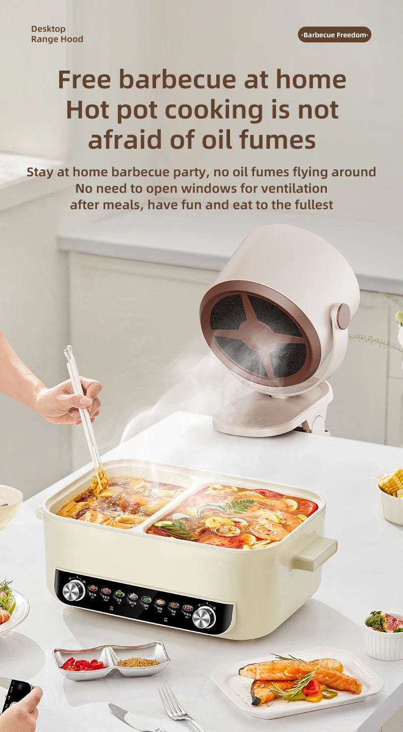Electric Desktop Range Hood USB Adjustable Angle Portable Mini High Suction Power Exhaust Fan for BBQ Hot Pot Kitchen Appliance