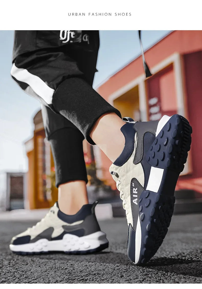 Men's Spring New Sport Shoes Casual Classic Trendy Thick Bottom Leisure Shoes Breathable Microfiber Upgraded Spring Autumn