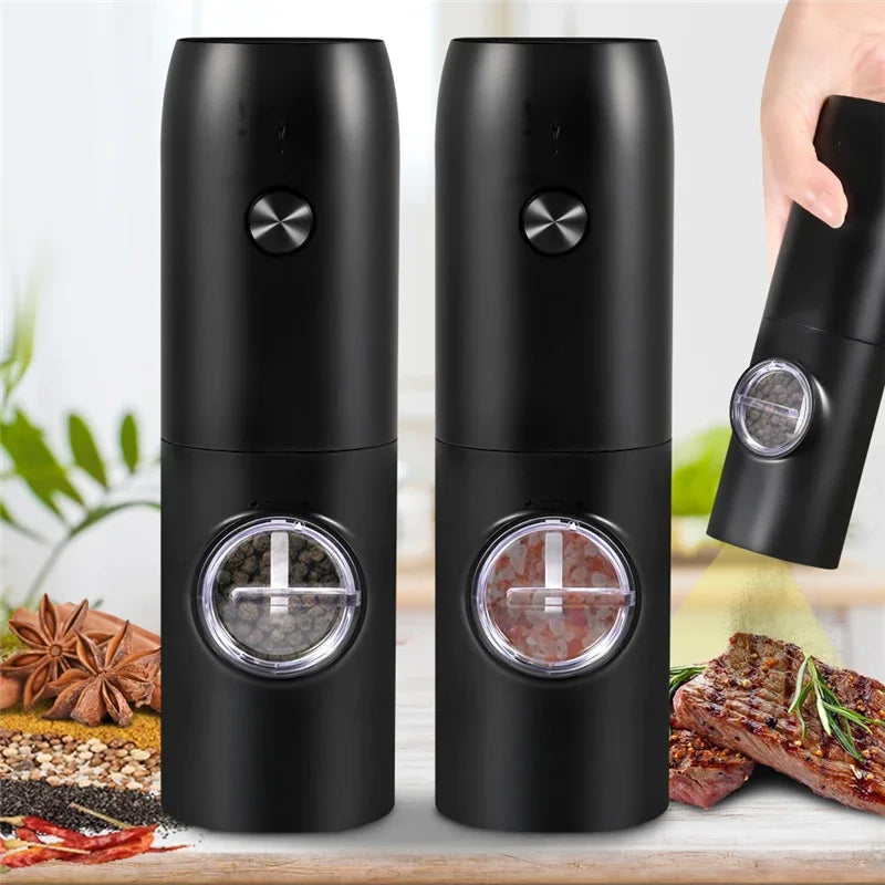 Electric Automatic Salt and Pepper Grinder Set with Led Light Grinder Set Spice Mill Adjustable Spices Grinder Kitchen Tools