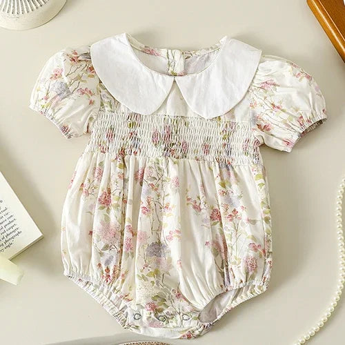 2025 New Summer Toddler Baby Girls Jumpsuit Short Sleeved Cotton Stripe Newborn Baby Girls Romper 0-24M Baby Girls Clothing