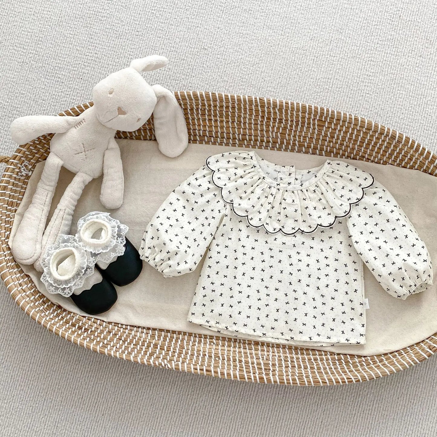5364 Baby Clothes 2025 Spring Fahion Baby Girl's Bib Suit Lapel Long-sleeved Shirt Or Bag Fart Pants Climbing Clothes