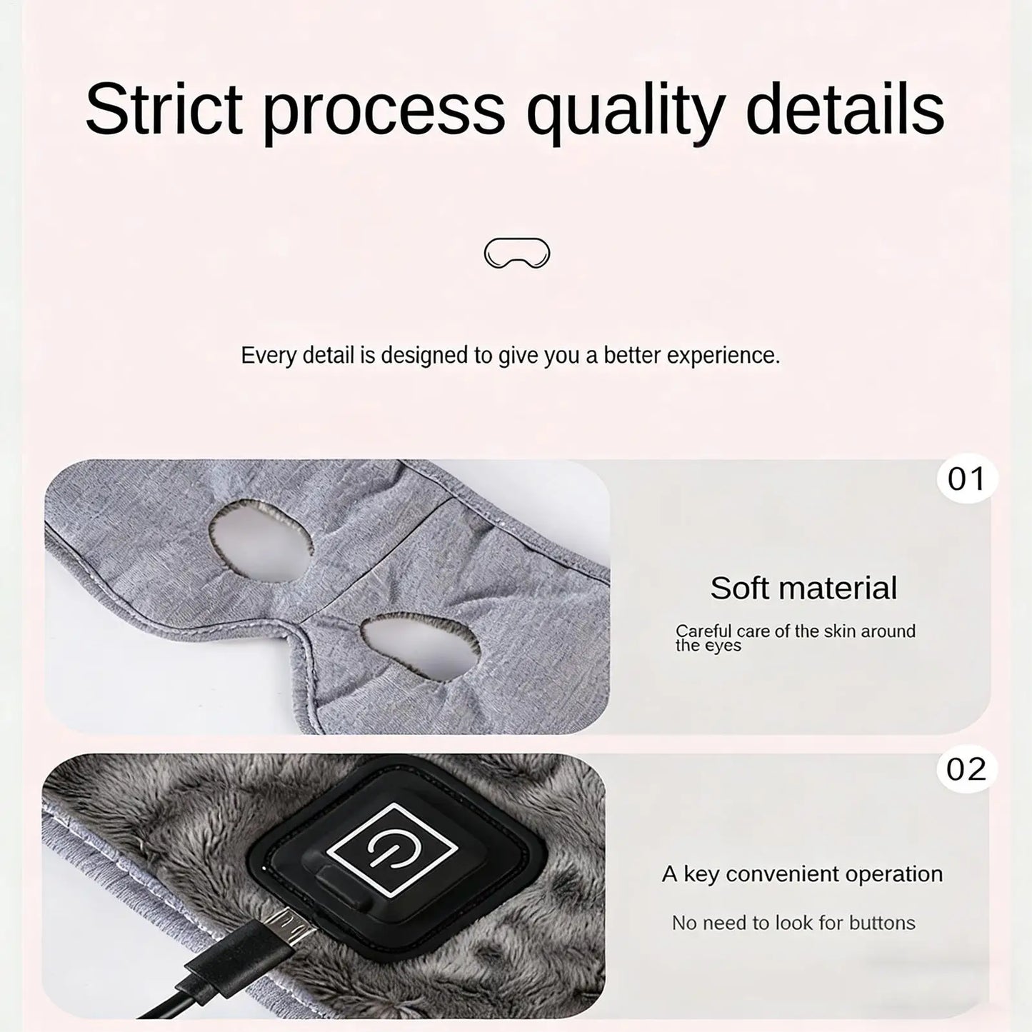 Sinus Heating Pad Adjustable Temperature USB Powered Heated Relief Mask Pain Pressure Tension Hot Compress Eye Therapy
