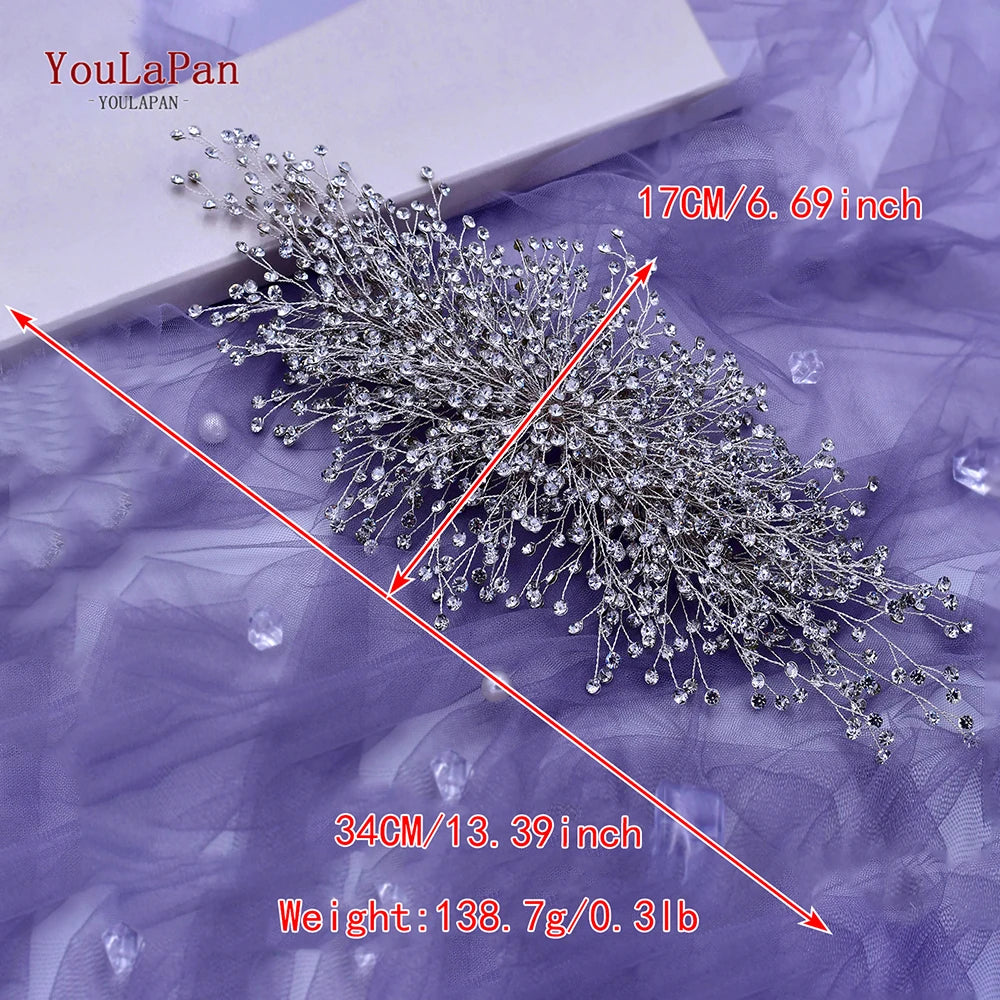 YouLaPan Bridal Hair Accessories Wedding Headband Rhinestone Headdress Bride Tiara Prom Wedding Hair Jewelry Queen Crown HP431