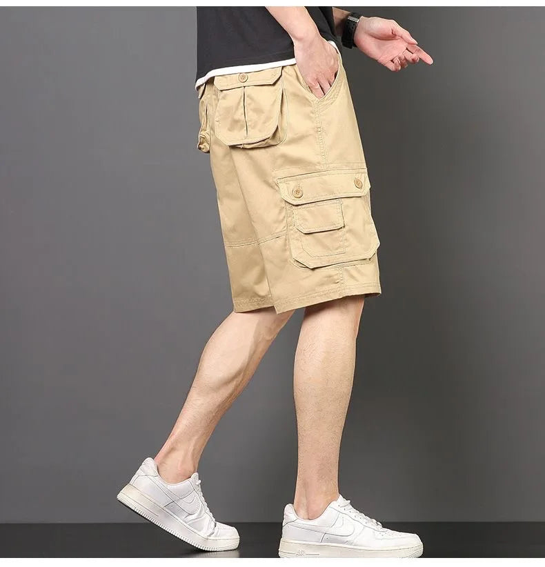 Summer Fashionable Sports Pure Cotton Straight Leg Multi-pocket Cargo Shorts Men's Casual Loose Plus Size High Quality Shorts