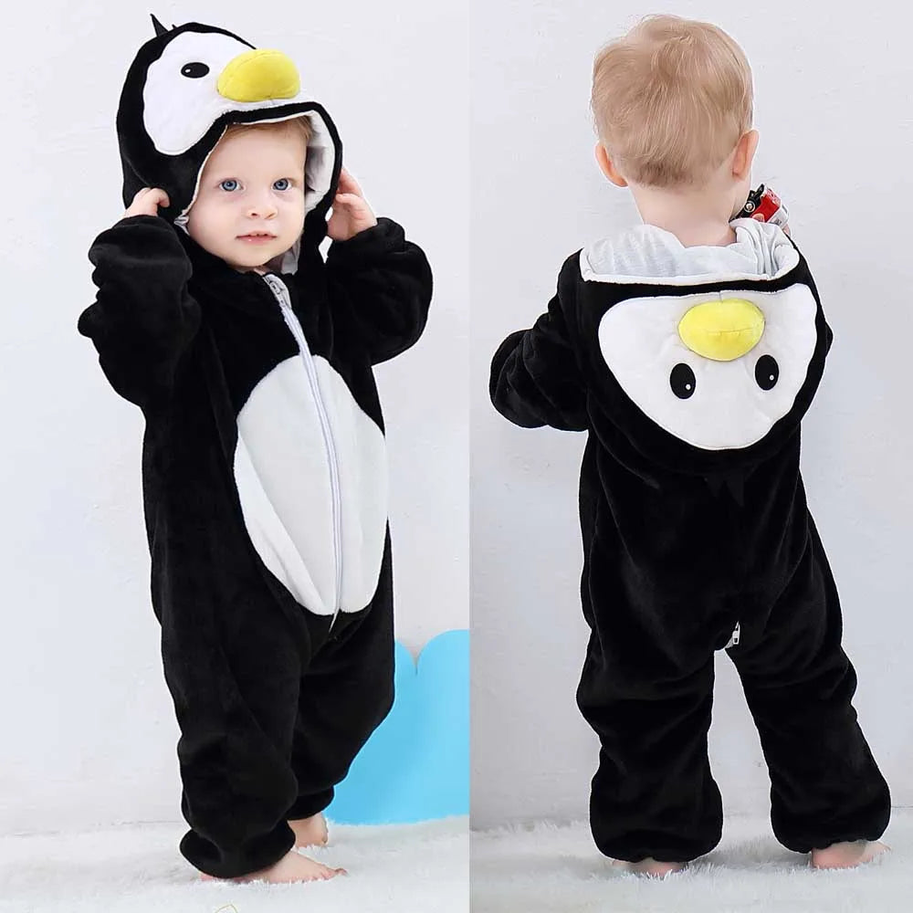 Autumn Winter Cartoon Style Winter Long Sleeve Baby Boys Girls Rompers Toddler Kids Playsuit Jumpsuits Baby Clothes Child Onesie