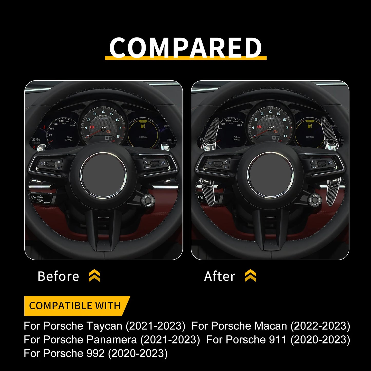 Car Steering Wheel Shift Paddles Shifter Carbon Fiber Gear Plate For Porsche Taycan Panamera Macan 911 992 Interior Trim