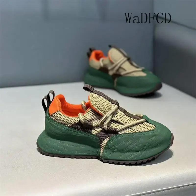 Chunky Sneakers Men Designer Cover Bottom Board Shoes Fashion Casual Leather Fabric Breathable Increased Internal Platform Shoes