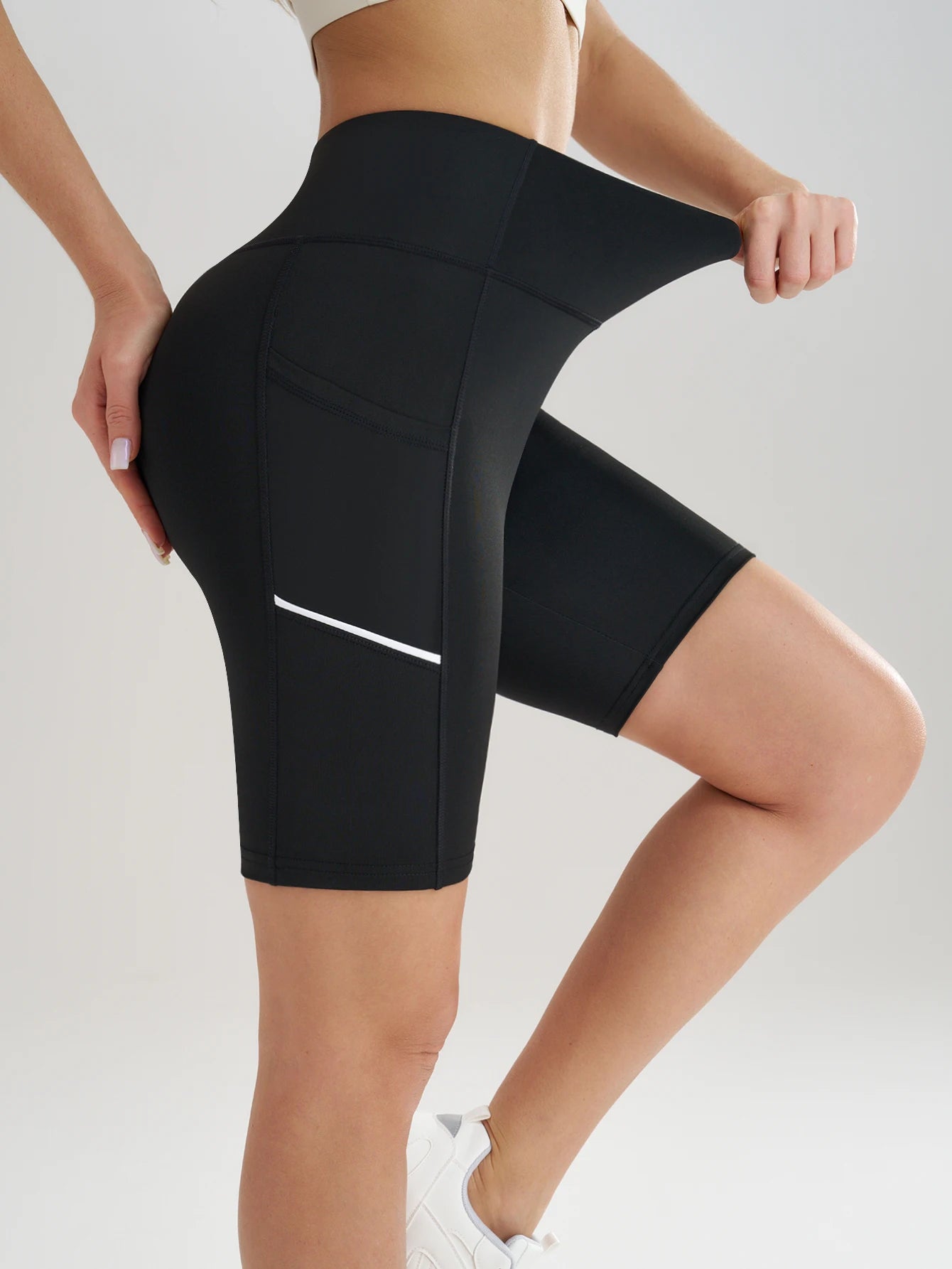Women's High Waisted Biker Shorts with Phone Pocket Tummy Control High Waist Yoga Pants Tummy Control High Waist Yoga Pants