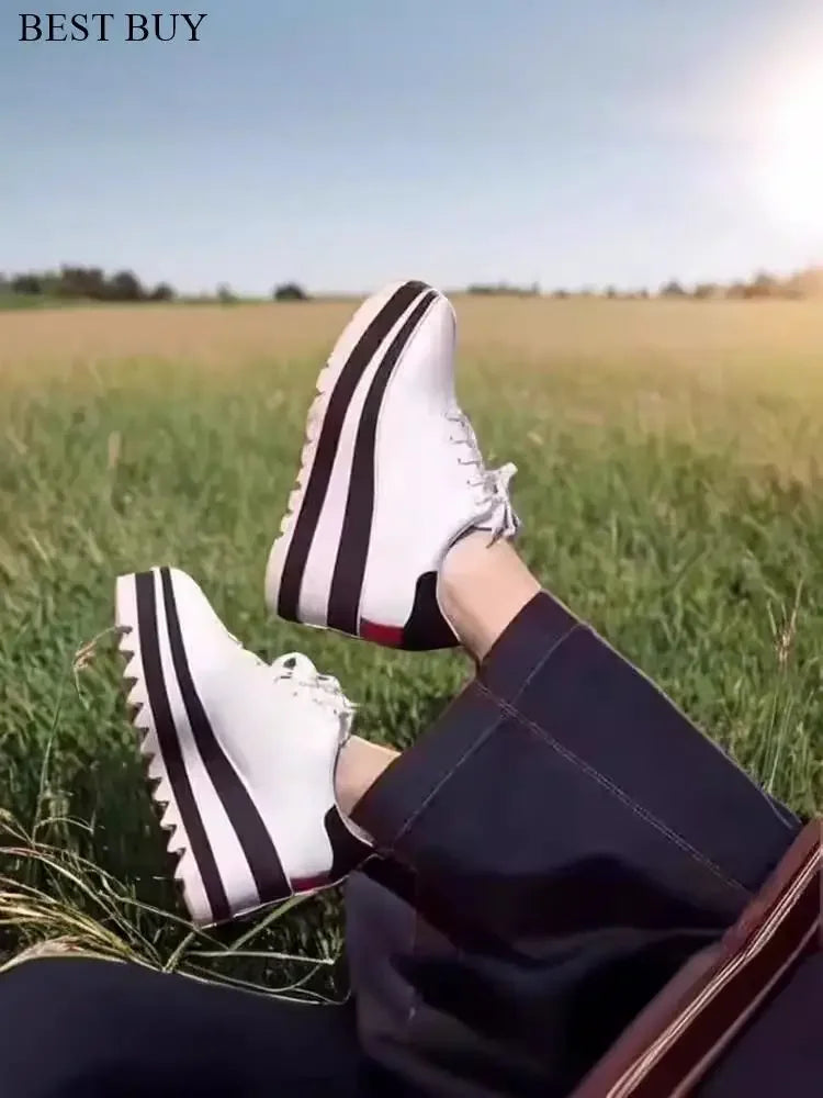 2024 Height Increasing Star Rivet Shoes Classic Platform Rose Gold sneakers Mix Color Square Toe Wedge Shoes Lace Up Lady Shoes