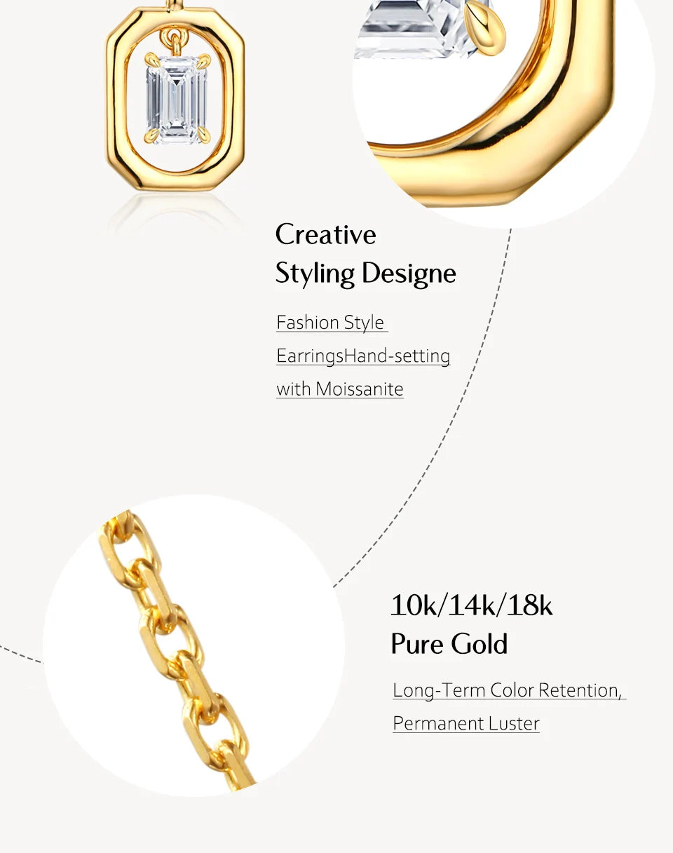 ATTAGEMS Top Quality Moissanite Diamond Necklace for Women Solid 10k 14k 18k Yellow Gold Penant Fine Jewelry Gifts Wholesale New