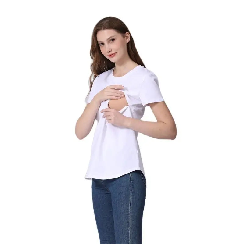 Emotion Moms Summer Invisible Zipper Pregnancy Maternity Top Lactation Clothing Breastfeeding For Pregnant Women Big Size