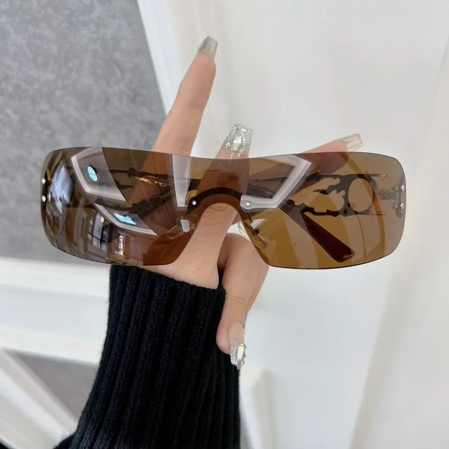 Colorful Square Sunglasses Women Men Rimless Sun Glasses Female Male Designer Brand Unisex Travel Outdoor Oculos De Sol