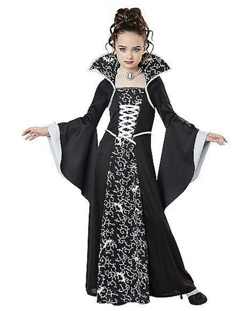 Halloween Costume Dress For Kids Fantasy Vampire Costume Girls Witch Cosplay Children's Party Performance Gown Clothing 4-12Y