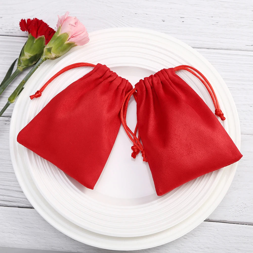50pcs 7x9cm Light Blue Flannel Drawstring Packing Jewelry Packaging Display Luxury Velvet Suede Pouches Wedding Favors Gift Bags