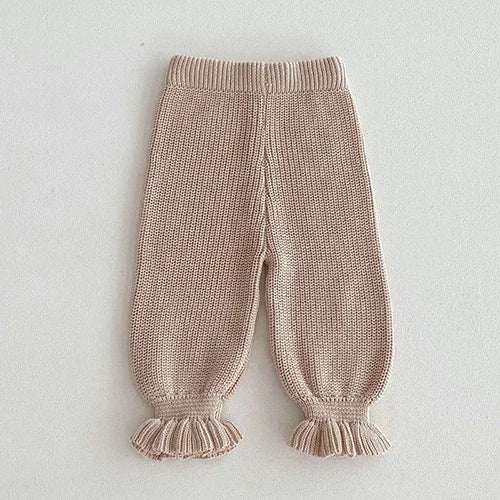 2024 New Autumn Toddler Baby Girl Knitting Clothes Suit Long Sleeved Solid Color Knitted Sweater+Pants Children Clothes Set