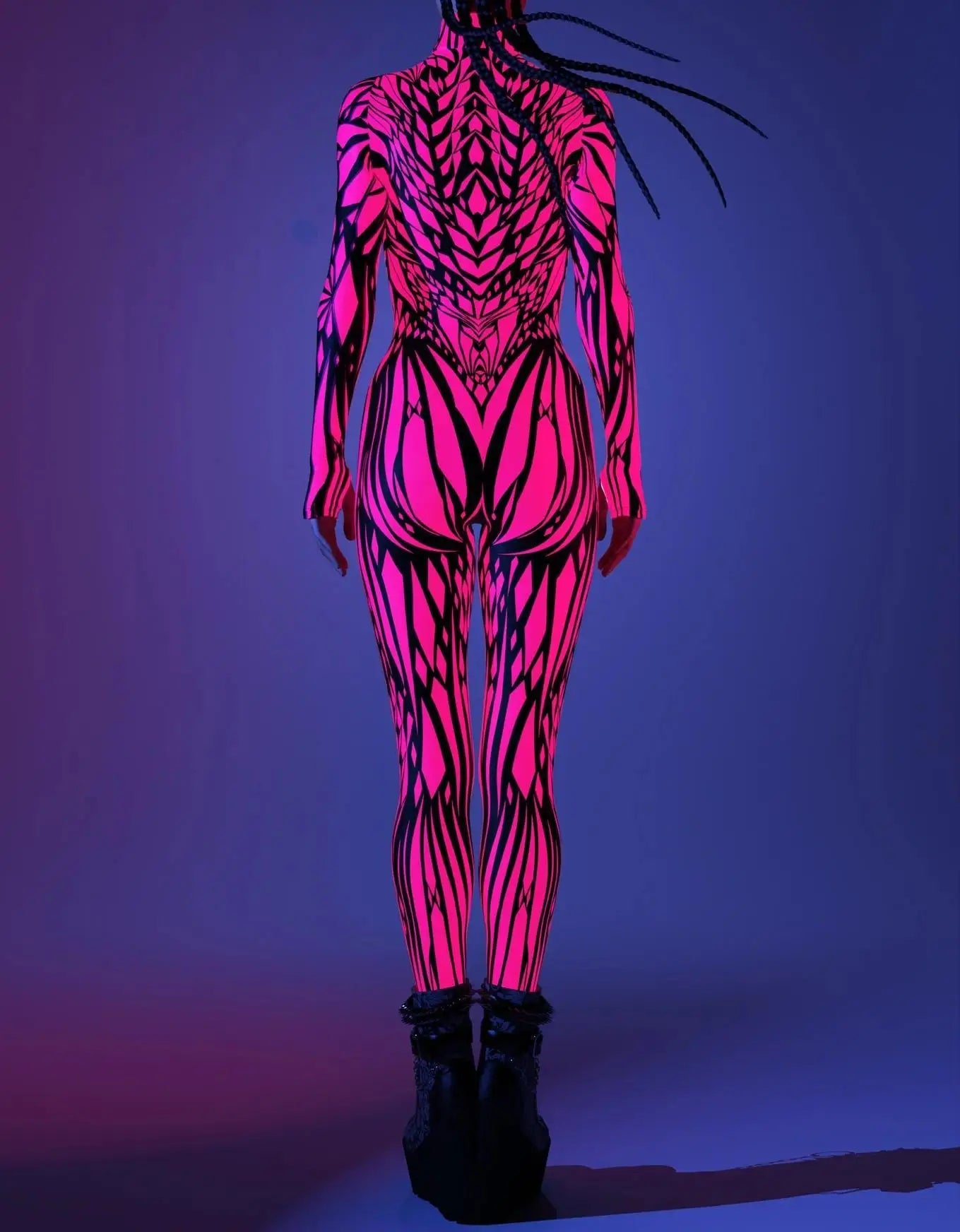 Halloween Costumes for Women 3D Abstract Print Full Body Jumpsuit Sexy Skinny High Neck Zentai Suit for Carnival Cosplay