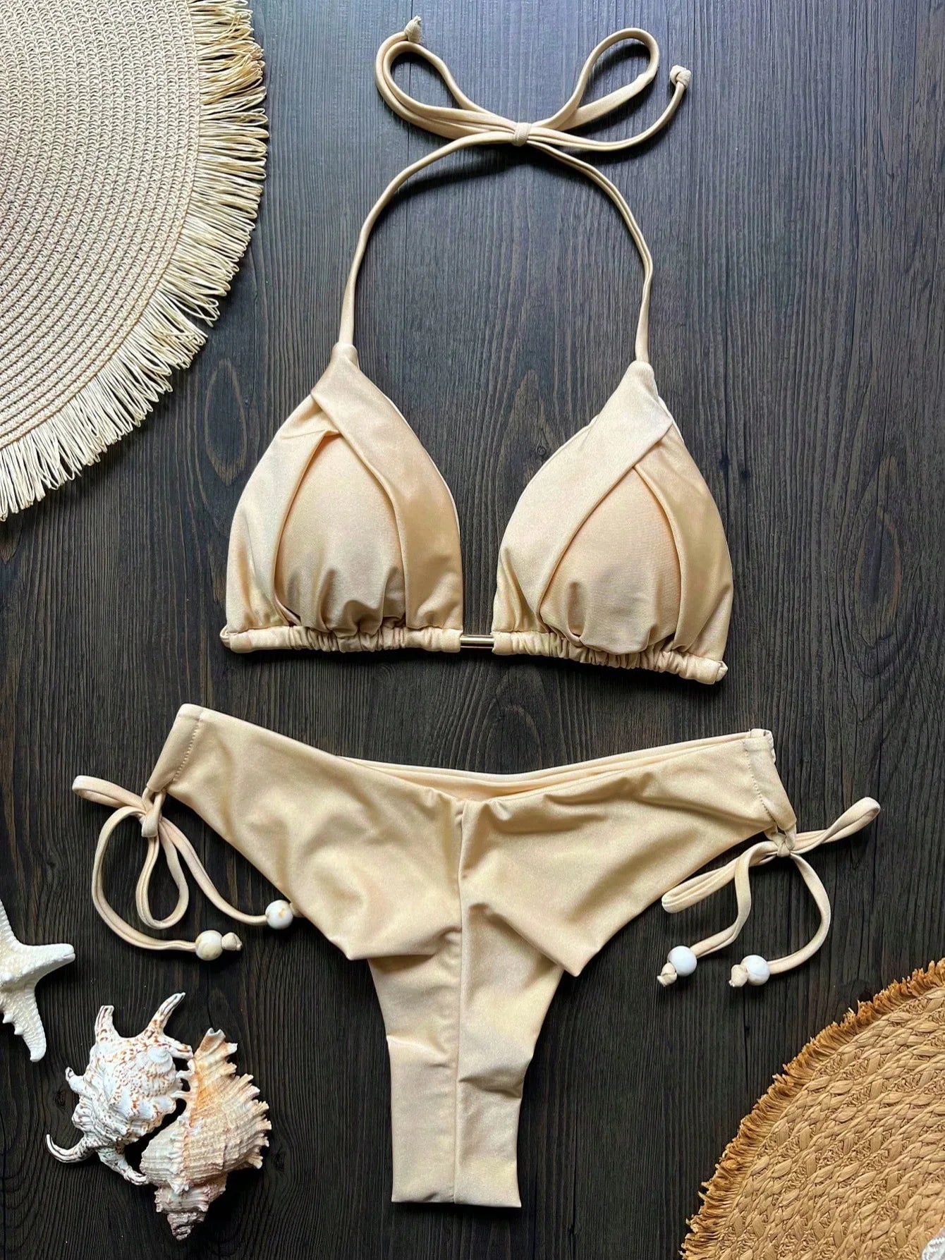2026 Sexy Folds Bikini Set Solid Micro Bikinis Women Swimsuit Female Triangle Swimwear Beach Wear Bathing Suit