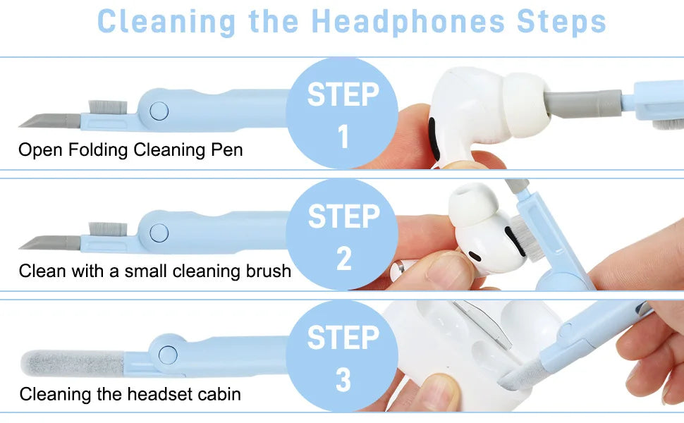 7 In 1 Laptop Keyboard Cleaner Brush Kit Earphone Cleaning Pen Keycap Puller Dust Tool For AirPods Headset Tablet Camera Phone