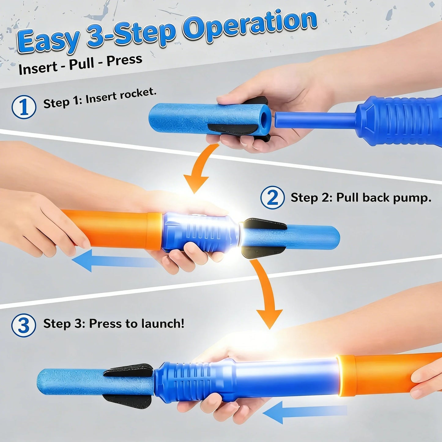 3/7pcs Funny Hand-Propelled Rocket Launcher Toy Set Foam Rocket Children Outdoor Summer Garden Game Birthday Gift Party Discount