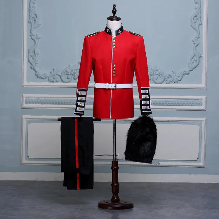 Halloween Clothes for Men British Royal Guard Uniform Cosplay Costumes Tunic Jacket Guards Outfit Party Performance 2-piece Sets