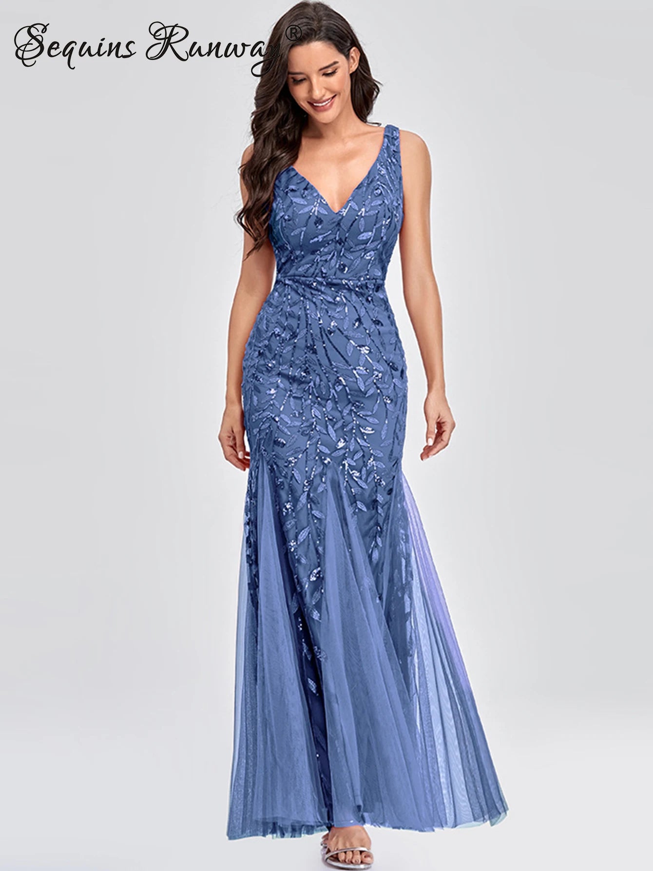 Sexy vintage Maxi Sequin cocktail Dress bridesmaid Prom Dresses for Women Casual Party Long sleeve club Bodycon Dress vestidos