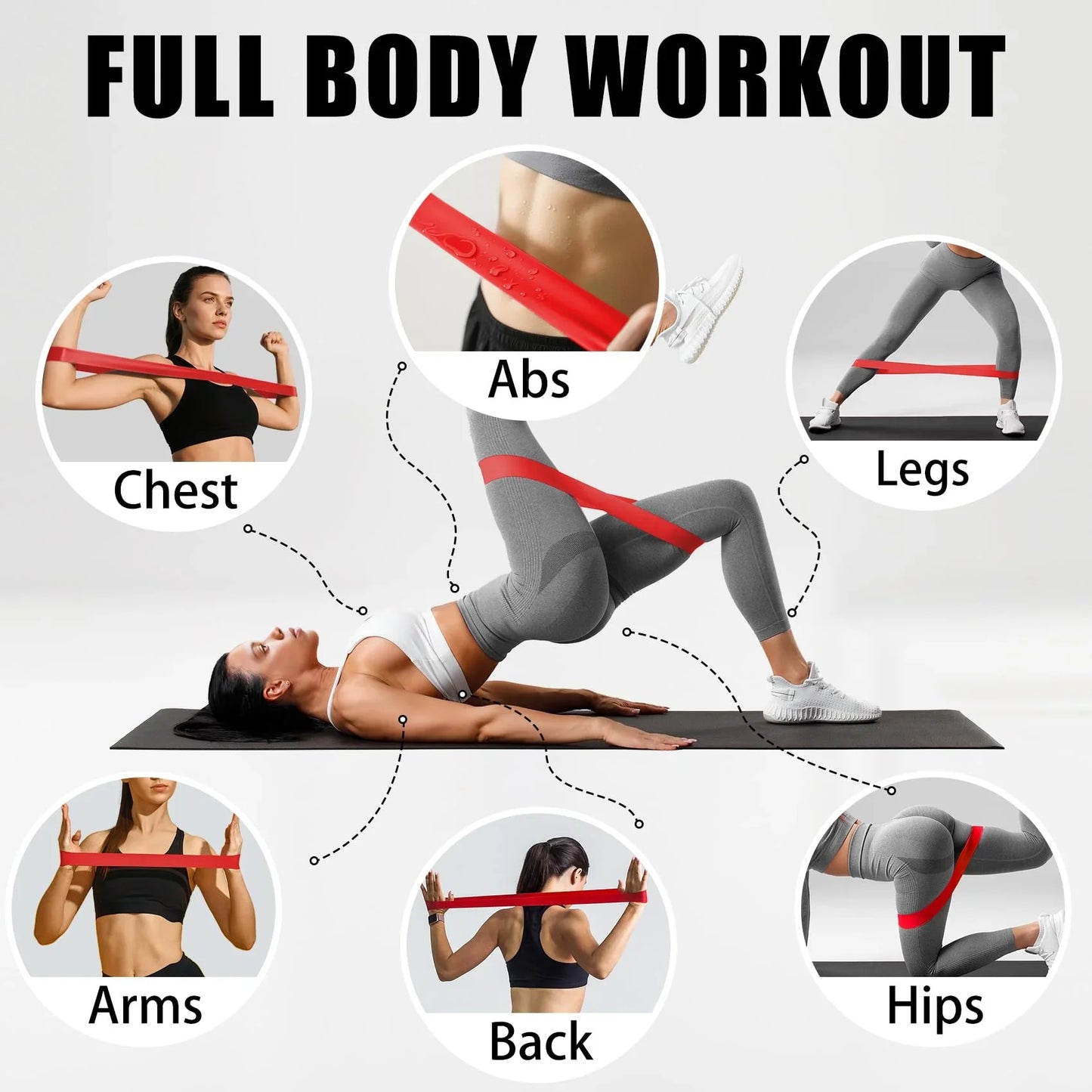 5 Levels Portable Fitness Workout Equipment Rubber Resistance Bands Yoga Gym Elastic Strength Pilates Crossfit  Weight Sports