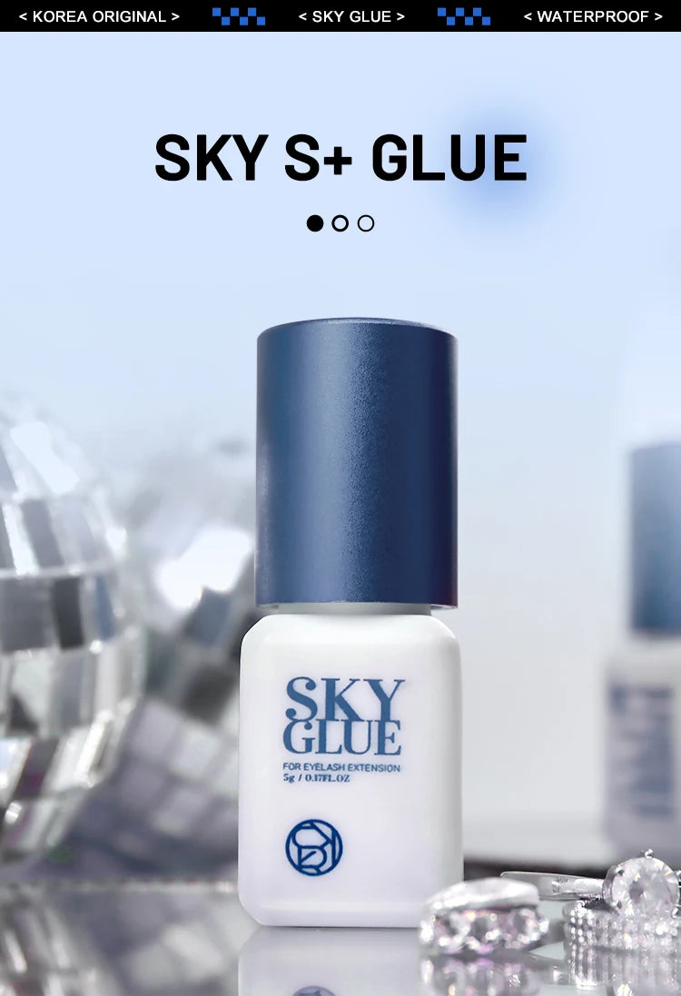 5 Bottles SKY S+ Glue for Eyelash Extensions 5ml Original Korea Sky Blue Cap False Lash Glue Makeup Tools Beauty Shop Supplies