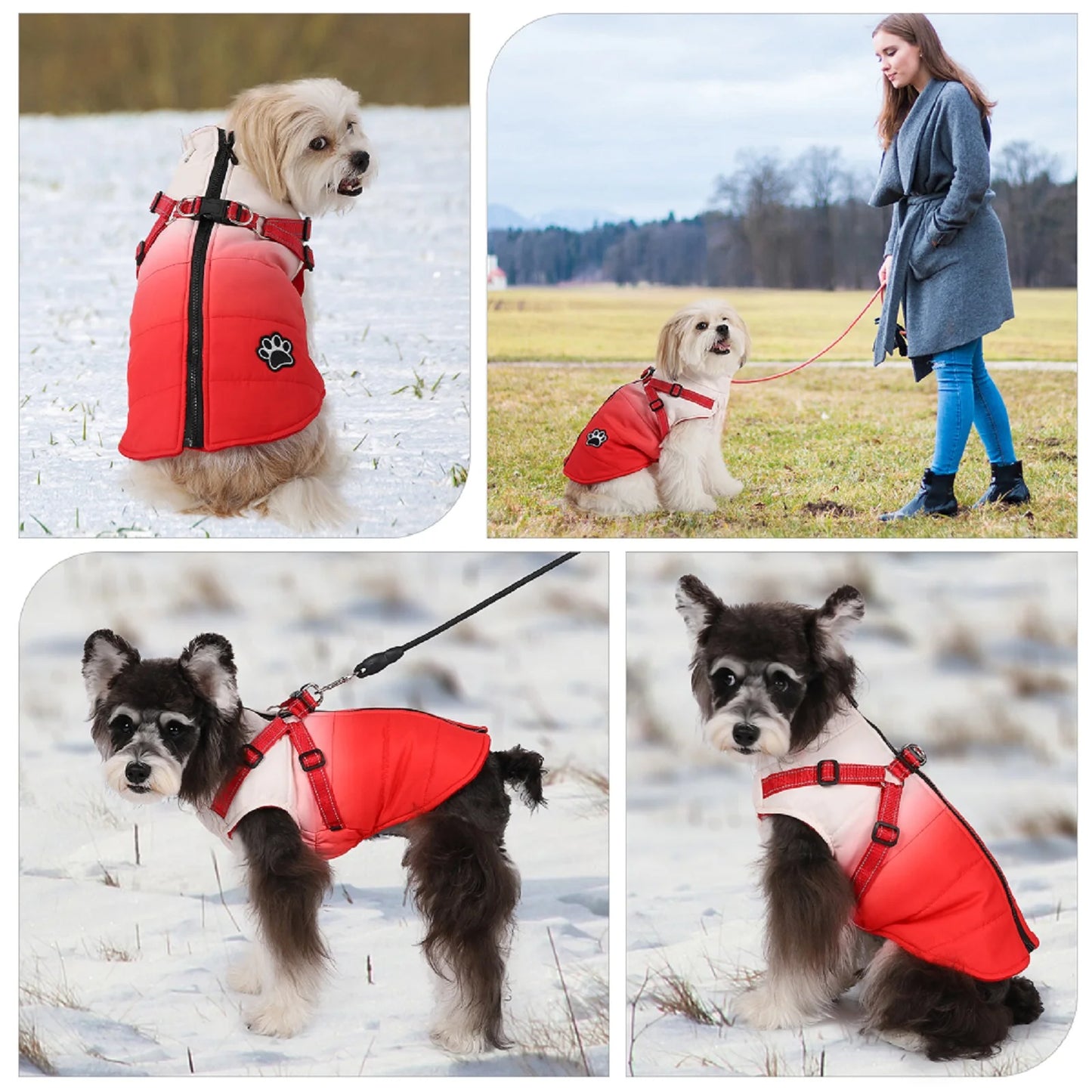 Waterproof Dog Jacket With Harness Winter Warm Pet Dog Clothes For Small Big Dogs Coat Chihuahua Clothing French Bulldog Outfits