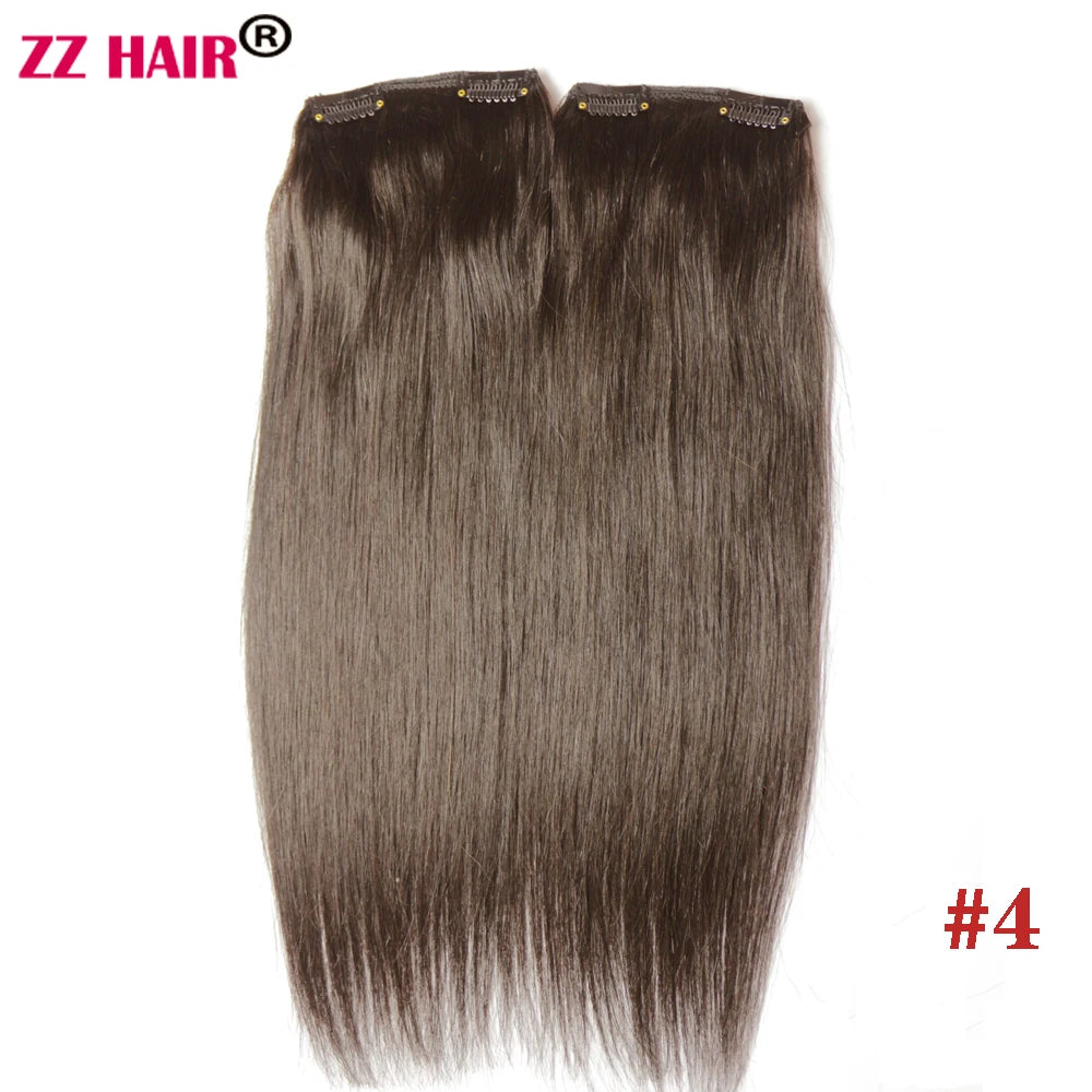 ZZHAIR 100% O Brazilian Human Remy Hair Extensions 16"-24" 2pcs Set 70g 80g Clips-in Two Pieces 2x10cm Natural Straight