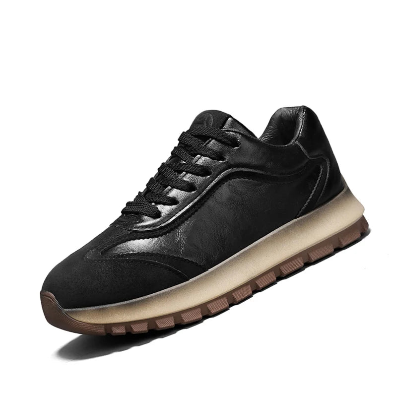 Classic Leather Casual Sneakers for Men Comfortable Sport Shoes High Quality Platform Shoes Lace Up Anti Slip Men Athletic Shoes