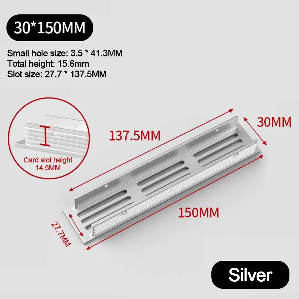Aluminum Alloy Cabinet Breather Hole Cover Rectangle Breathable Mesh Wardrobe Air Vent Decor 30mm Wide Ventilator Grille Cover