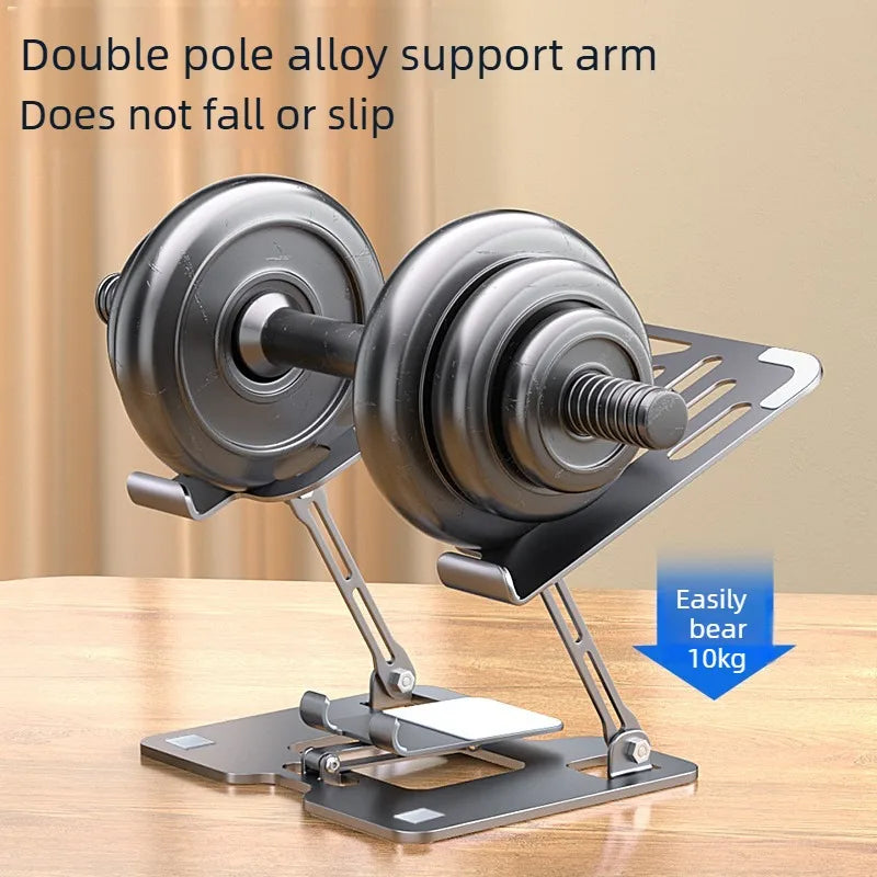 Mobile Phone Laptop Stand 2-in-1 Height Increasing Vertical Heat Dissipation Folding Office Adjustable Steel Stand