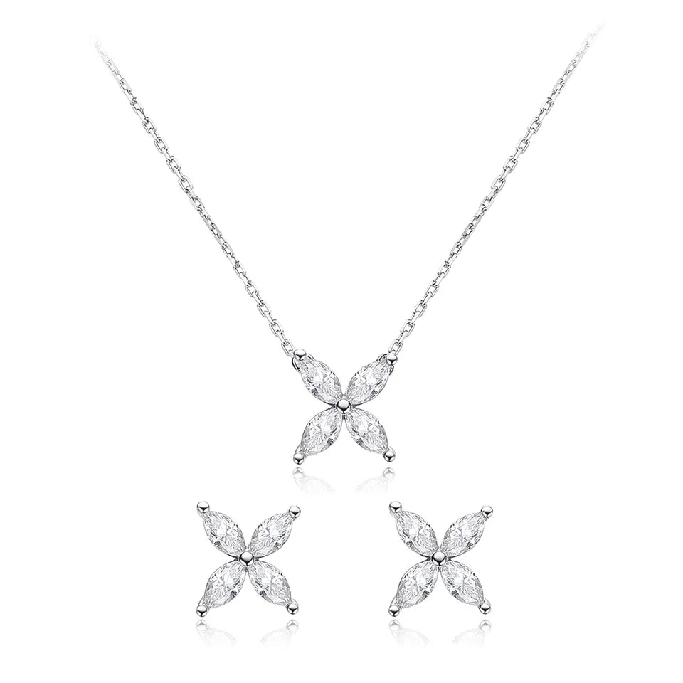 1.2 Carat D Color Moissanite Pendant Necklace for Women S925 Sterling Silver Earrings Sparkling Fine Jewelry Set Wedding Gift