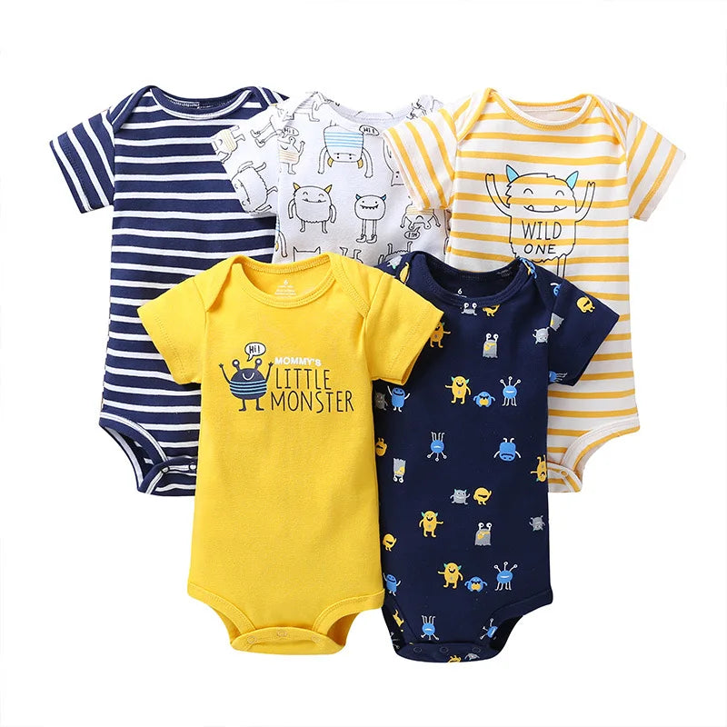 5 Pairs Newborn Baby Bodysuit Short Sleeve Infant Jumpsuit Short Sleeve Cotton Overalls Newborn Infant Jumpsuit  Kids Baby Roup