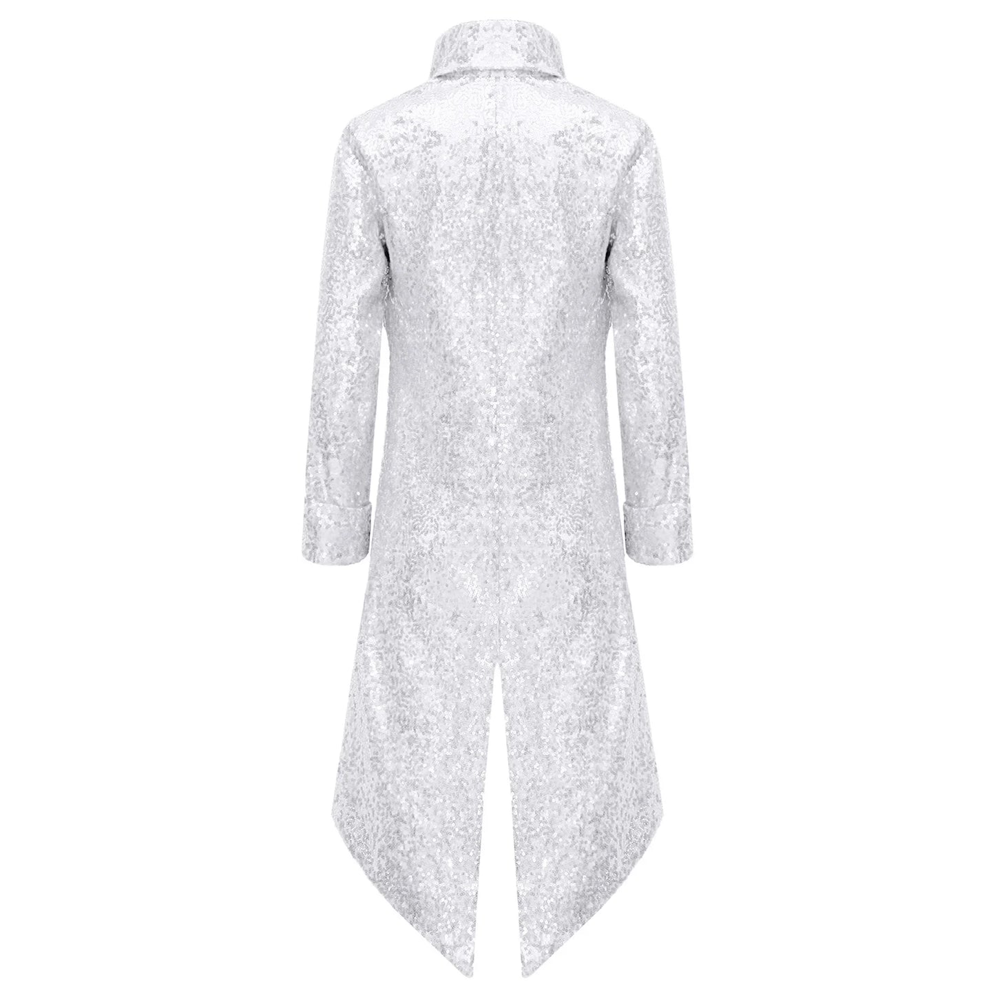 Kids Boys Halloween Medieval Renaissance Costume Sparkly Sequins Victorian Tailcoat Jacket Frock Coat Long Sleeve Gothic Tuxedo