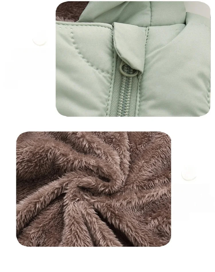 Toddler Baby Girl Boy Jumpsuit Thickened Fleece Lined Double-Layer Hooded Romper 0-2Y Cute Bear Ears Winter Warm Kids Snowsuit