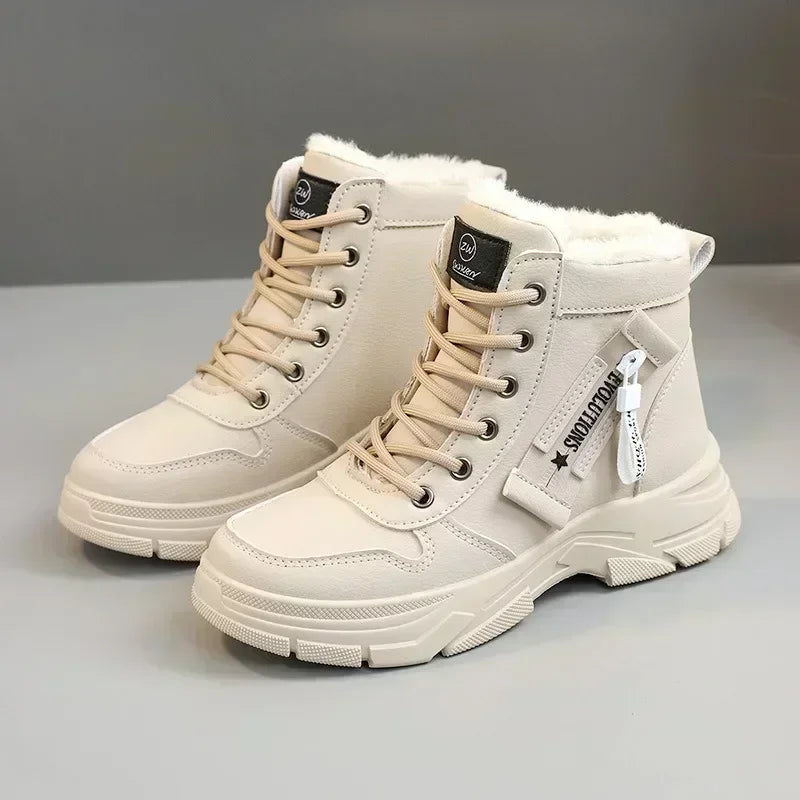 2025 New Winter Thick-soled Women Sneakers Warm Plus Velvet Cotton Shoes Large Size 42 Height-increasing Platform Women's Shoes