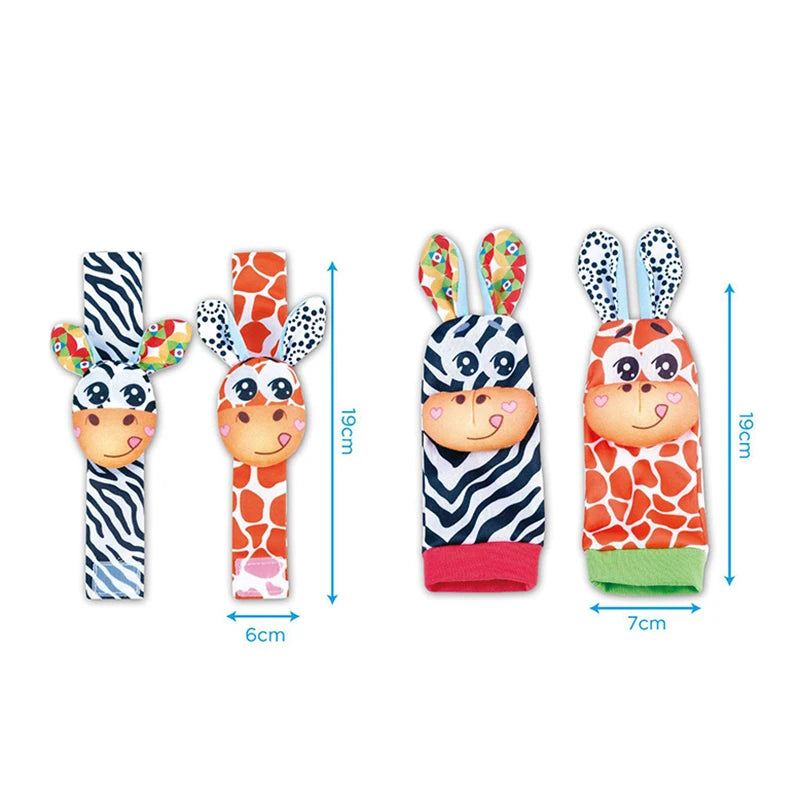 0-12 Months Baby Sock Rattles Cartoon Children Infant Wrist Strap Rattle Toys Baby Rattle Socks Wrist Baby Rattles Newborn Toy