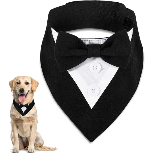 Sucado Handsome Wedding Pet Dog Bandana Elegant Suit Bowtie Luxury Triangular Scarf Collar Engagement Party Gifts Accessories