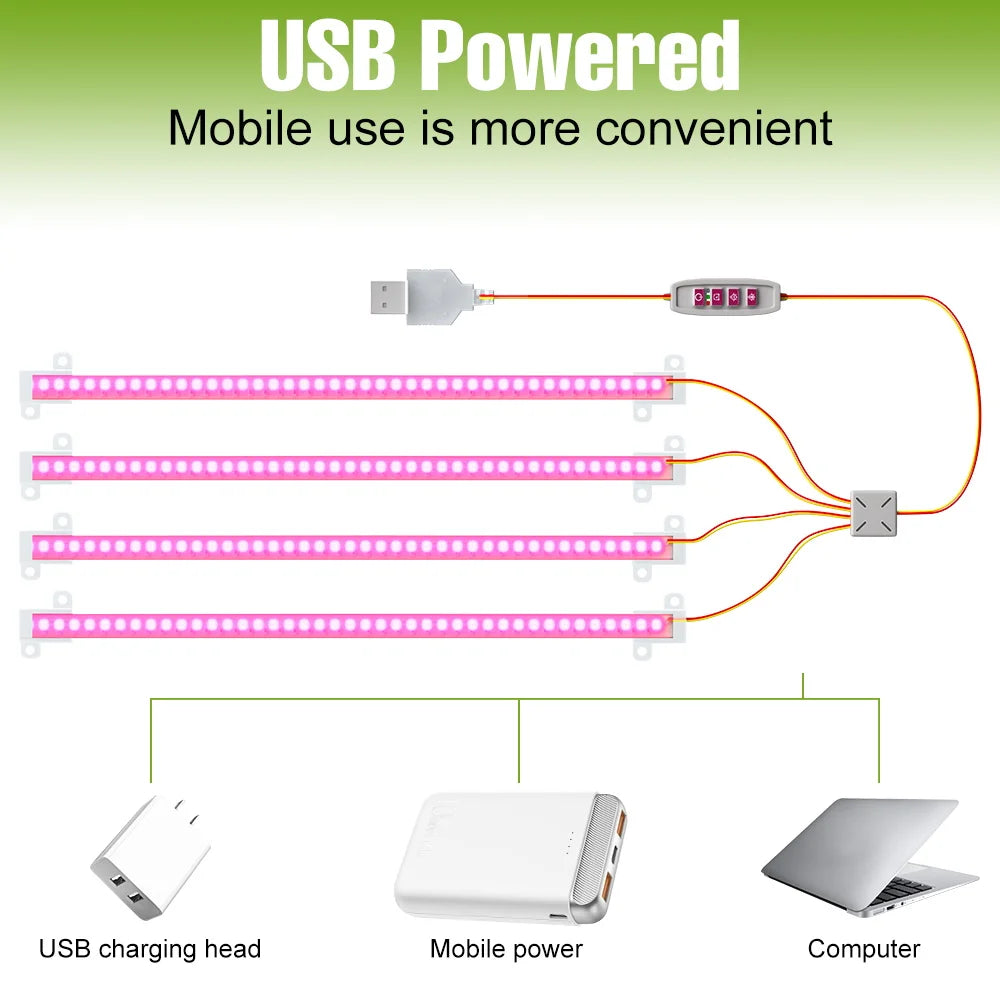 LED Plant Grow Light Bar 5V Full Spectrum Potted Fill Lamp USB Indoor Dimmable Succulent Seeding Flower Cactus Cultivate Lamps